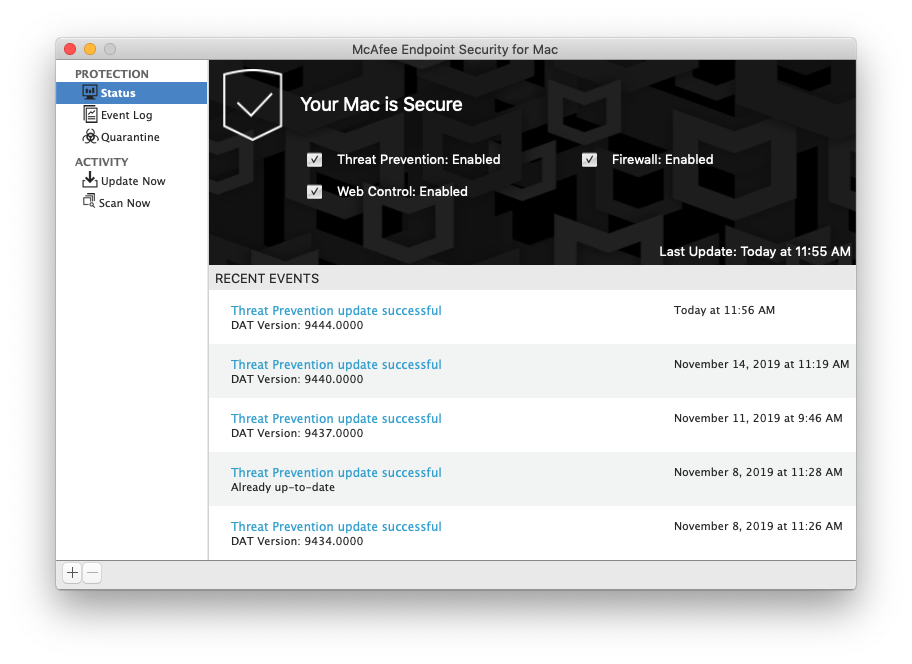 mcafee endpoint protection for mac sierra update